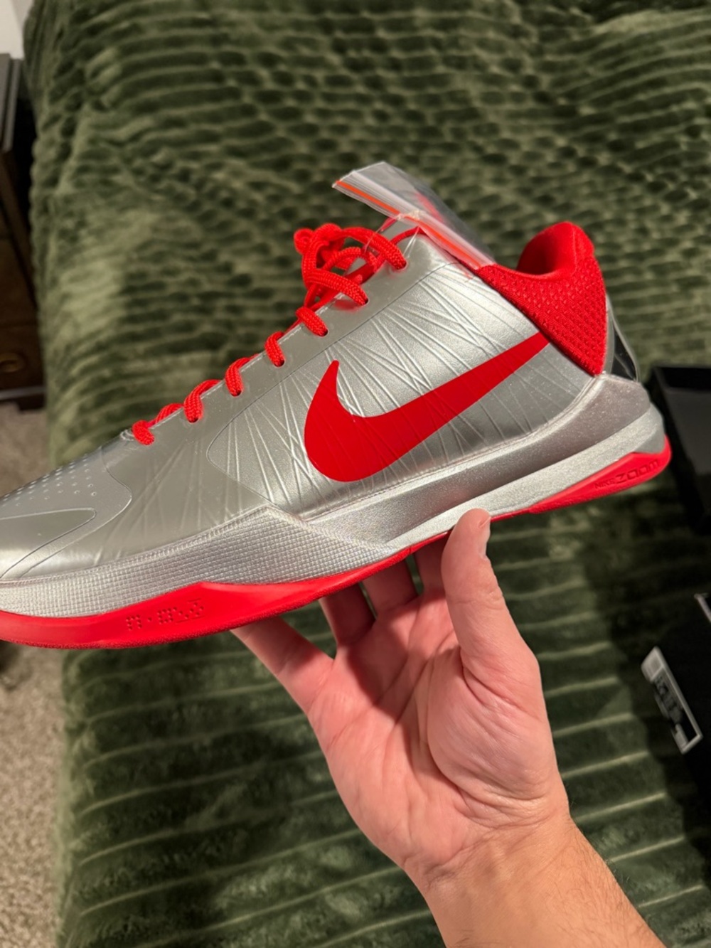 Nike Silver and Red Low-Top Athletic Sneakers